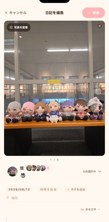 ぬい日記で写真を記録する画面